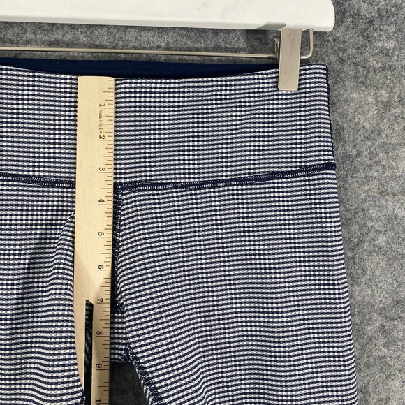 Lululemon Leggings 6 Wunder Under Crop Gingham Printed Navy Blue White Luon - Picture 10 of 15